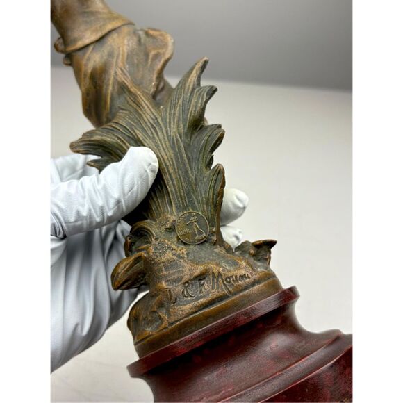 Antique L & F Moreau Chemin des Fleurs Spelter Bronze Woman Sculpture France - Picture 9 of 14